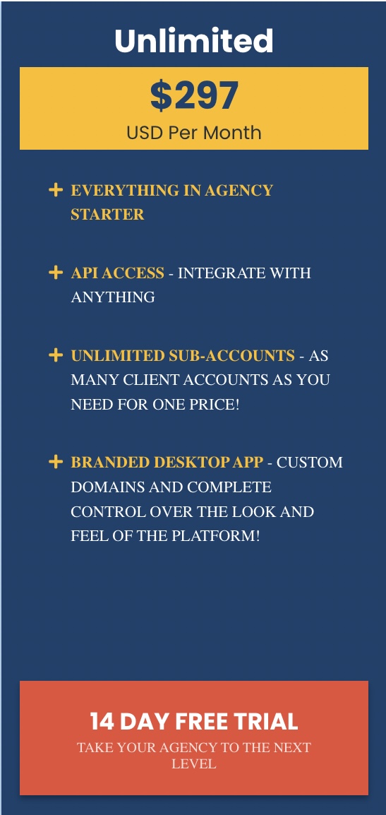 Agency Unlimited Account, $297 Per Month